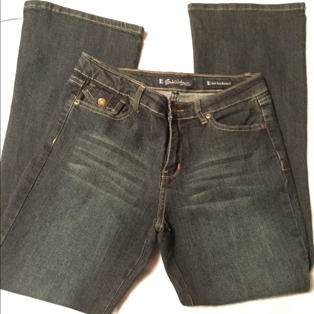 Dark blue denim jeans, boot cut, size: 10 Petite